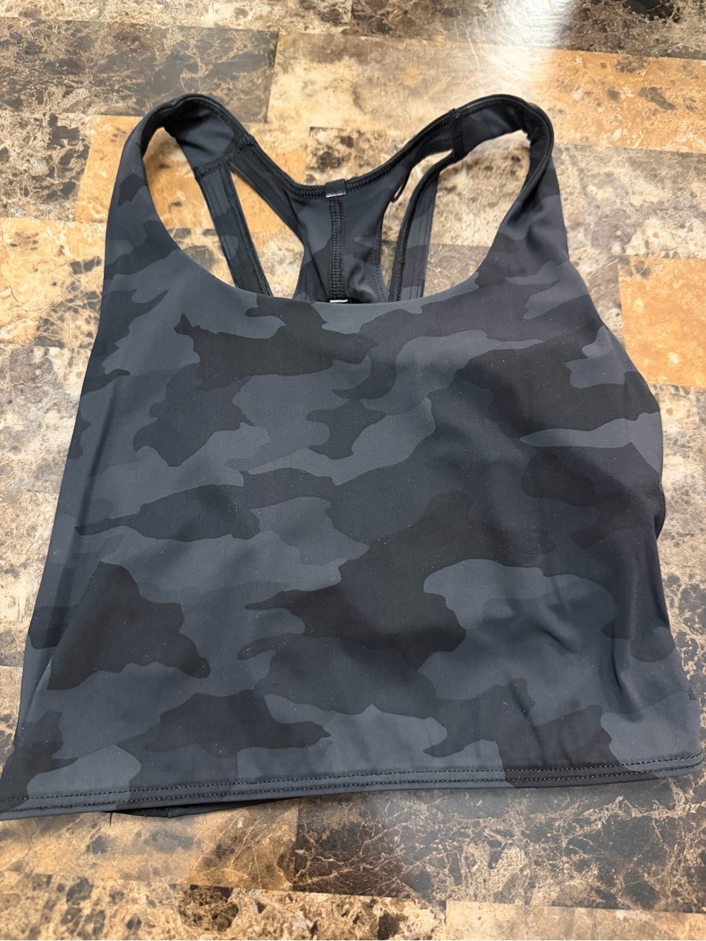lululemon athletica Black & Charcoal Camo Racerback Sports Bra